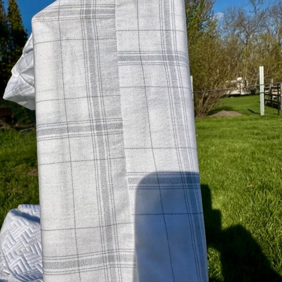 BLOSSOM HOME Organic Cotton Sheet Set Queen Grey Classic Plaid - Picture 2 of 15